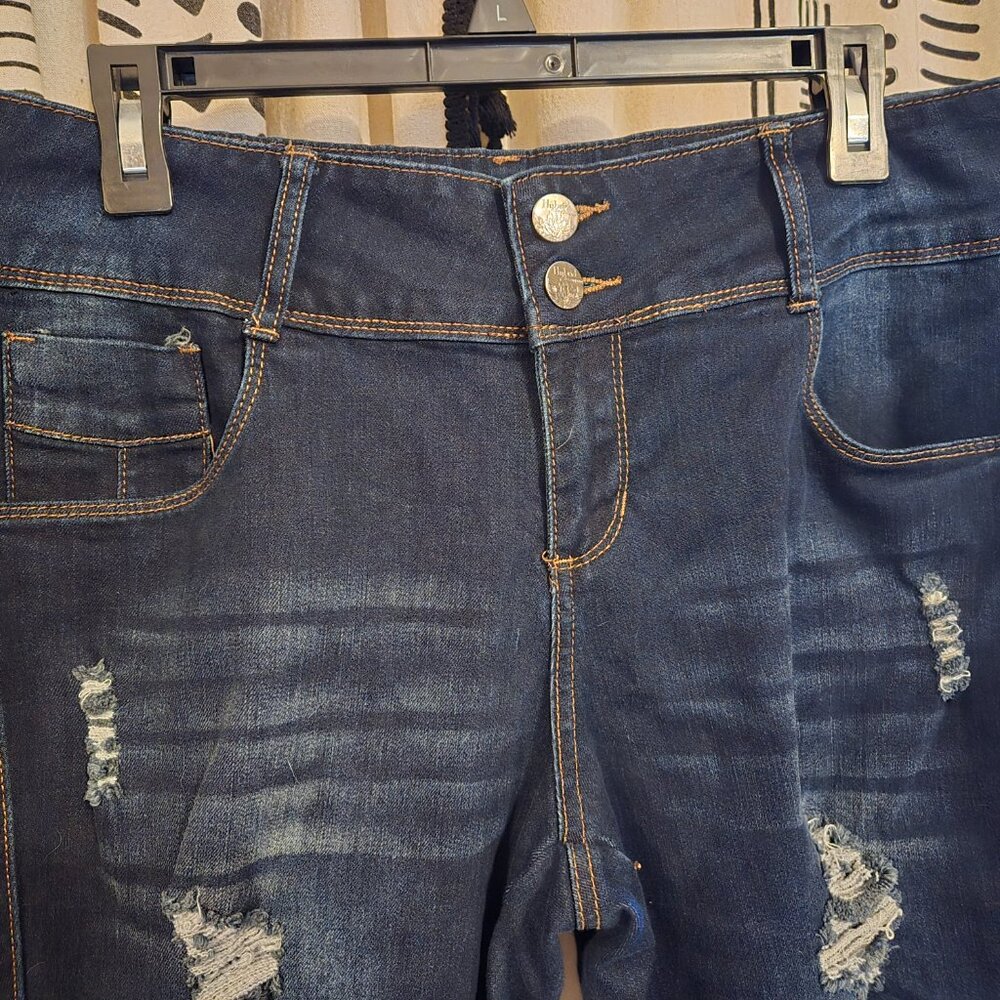Hybrid & Company Distressed dark blue skinny jeans Size 15 - Picture 2 of 7